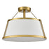 Drum Ceiling Light Semi Flush Mount Gold Finish Dimmable LED Light